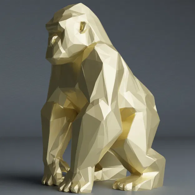 Tượng gorilla lowpoly - Image 1