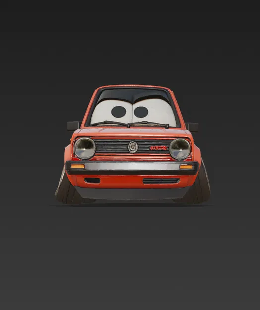 Xe Hatchback Cổ Điển Phong Cách Hoạt Hình - Image 2