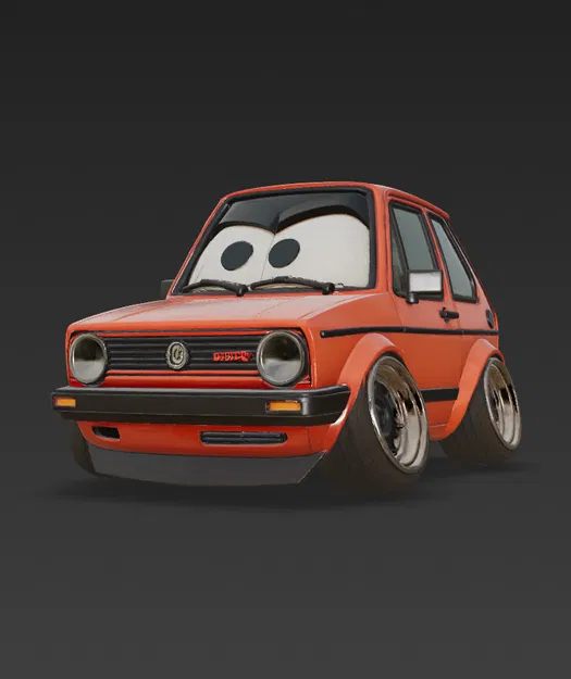 Xe Hatchback Cổ Điển Phong Cách Hoạt Hình - Image 3