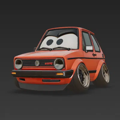 Xe Hatchback Cổ Điển Phong Cách Hoạt Hình