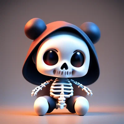 Bộ xương dễ thương đội mũ