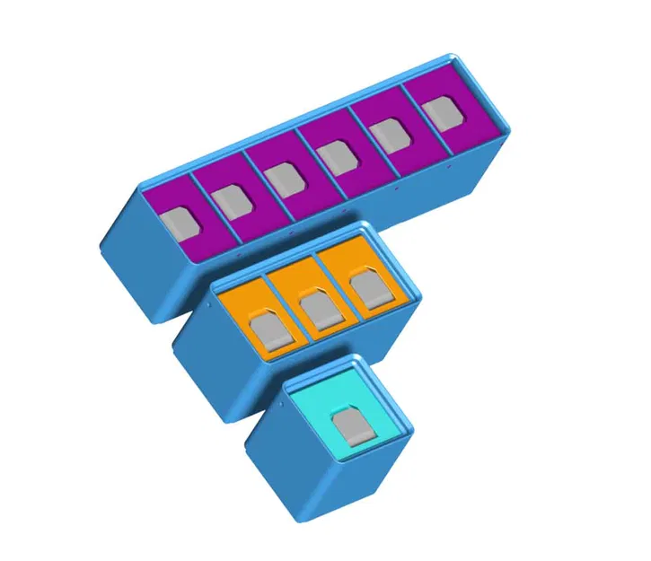 Hộp đựng Gridfinity 1xY có ngăn chia và nắp có tab V2.1 (Cao 3U, 6U, 9U) - Image 2