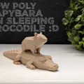 Capybara Low Poly Đậu Trên Lưng Cá Sấu Ngủ - Thumbnail 1
