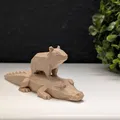 Capybara Low Poly Đậu Trên Lưng Cá Sấu Ngủ - Thumbnail 3