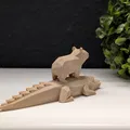 Capybara Low Poly Đậu Trên Lưng Cá Sấu Ngủ - Thumbnail 4