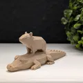 Capybara Low Poly Đậu Trên Lưng Cá Sấu Ngủ - Thumbnail 8