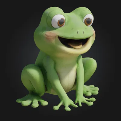 Chú Ếch Vui Vẻ - Mẫu 3D Phong Cách Hoạt Hình