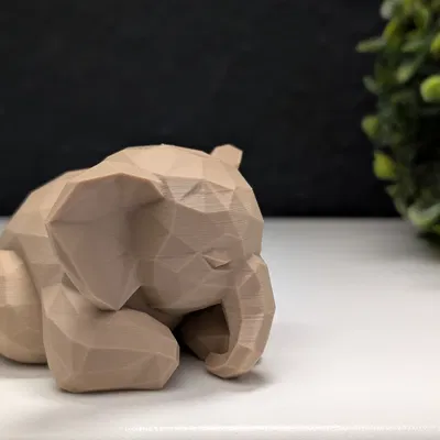 Mô Hình Voi Ngủ Phong Cách Low Poly