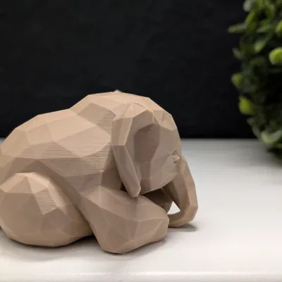 Mô Hình Voi Ngủ Phong Cách Low Poly