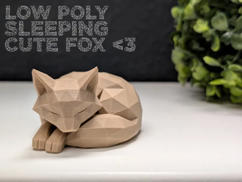 Cáo Ngủ Phong Cách Low Poly - Image 1