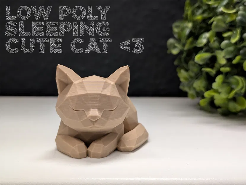 Mèo Ngủ Phong Cách Low Poly - Image 1