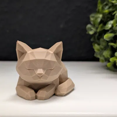 Mèo Ngủ Phong Cách Low Poly