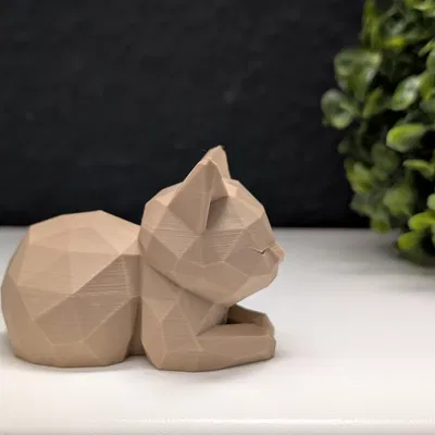 Mèo Ngủ Phong Cách Low Poly
