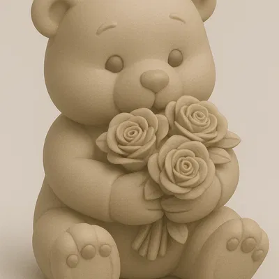 Gấu Bông Cầm Hoa Siêu Dễ Thương