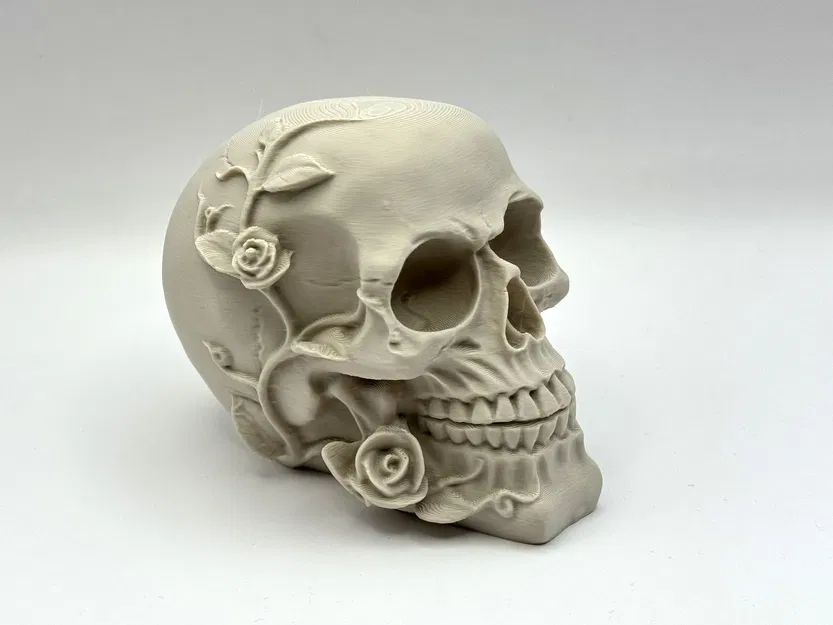 Hoa Tử Thần – Đầu Lâu Trang Trí với Hoa Hồng - Image 1