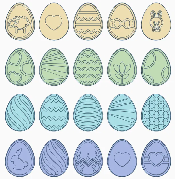 Khuôn Cắt Bánh "Trứng Phục Sinh" (20 Mẫu Con Dấu) - Image 3