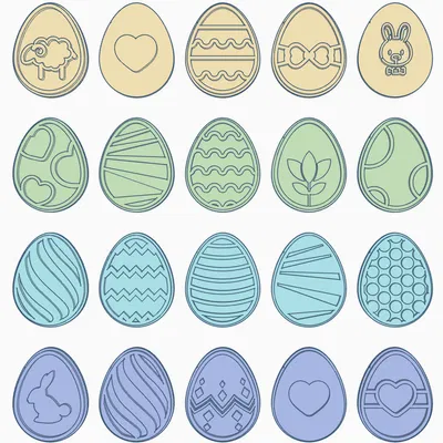 Khuôn Cắt Bánh "Trứng Phục Sinh" (20 Mẫu Con Dấu)