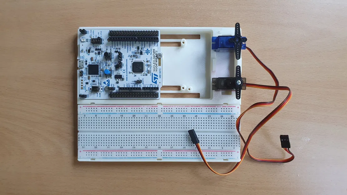 Bản mẫu thử: Giá đỡ cho bo mạch STM Nucleo / Arduino kết hợp breadboard và servo - Image 3