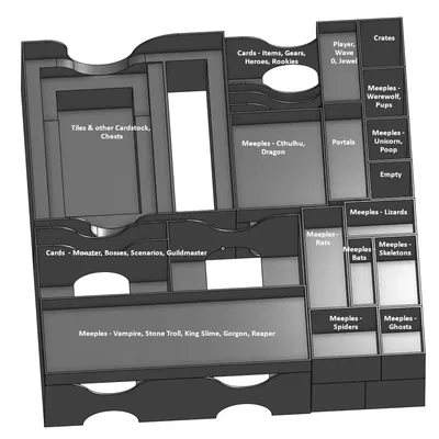 Hộp Đựng Kiêm Khay Chia Ngăn Cho Game Keep the Heroes Out và Boss Battles