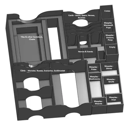 Hộp Đựng Kiêm Khay Chia Ngăn Cho Game Keep the Heroes Out và Boss Battles