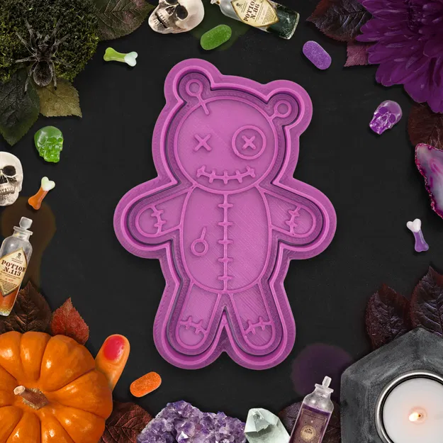 Khuôn Cắt Bánh Quy/Con Dấu Hình Búp Bê Voodoo Halloween - Image 1