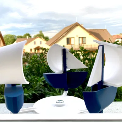 Phiên bản mới! Đồ Trang Trí Cối Xay Gió Biển Với Thuyền