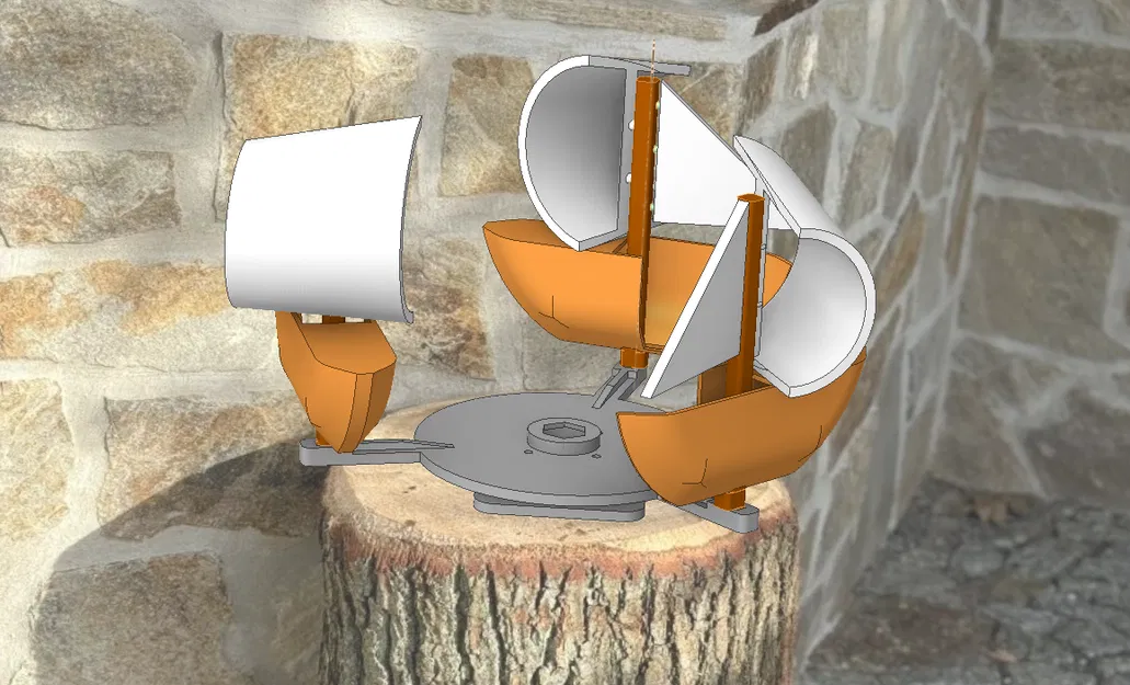 Phiên bản mới! Đồ Trang Trí Cối Xay Gió Biển Với Thuyền - Image 5