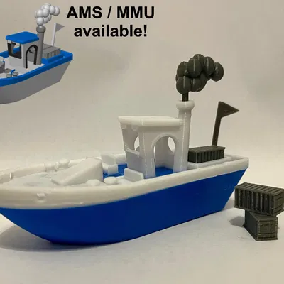 Chiếc Benchy Nổi Ổn Định Có Hàng, Khói Và Cờ (Phiên Bản Đa Sắc Màu)