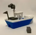 Chiếc Benchy Nổi Ổn Định Có Hàng, Khói Và Cờ (Phiên Bản Đa Sắc Màu) - Thumbnail 4