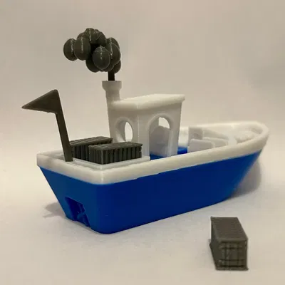 Chiếc Benchy Nổi Ổn Định Có Hàng, Khói Và Cờ (Phiên Bản Đa Sắc Màu)