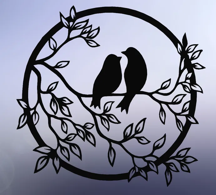 Chim trên cành: Minh họa nghệ thuật đường nét duyên dáng - Image 2