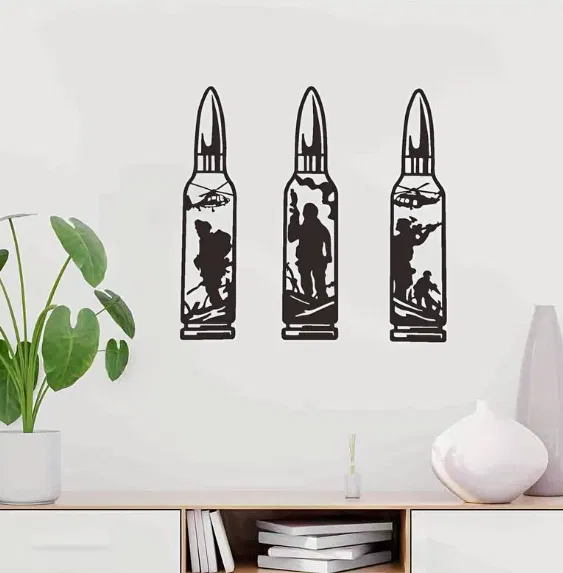 Tranh Treo Tường 3 Mảnh Hình Viên Đạn Lính - Image 1