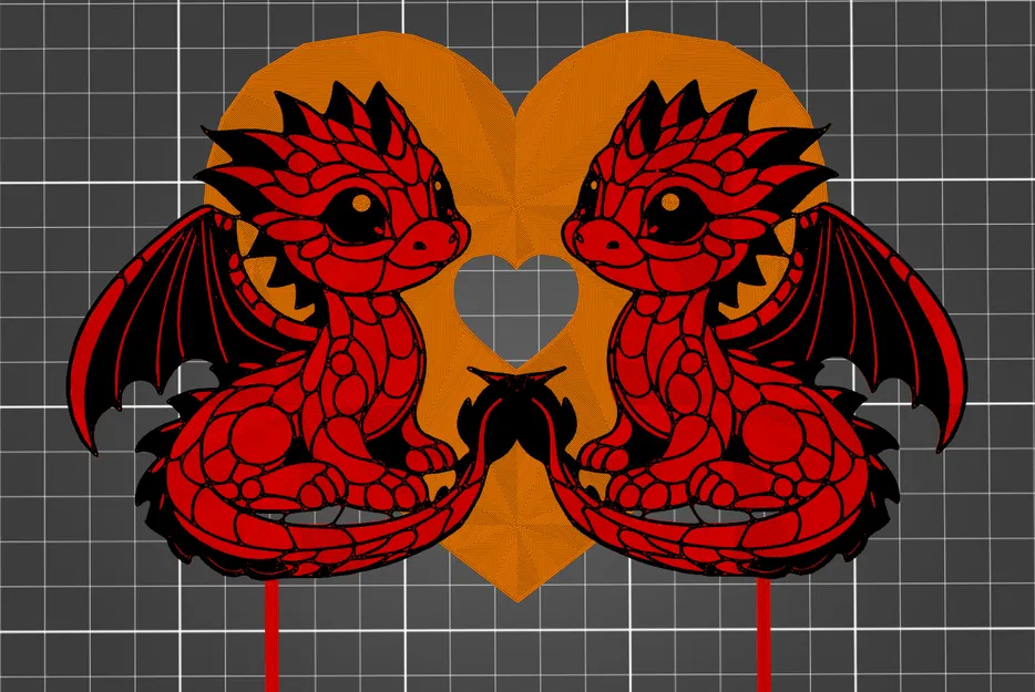 Trang trí bánh kem: Song long cho cặp song sinh (ba màu) - Image 1