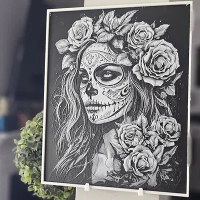 Mô hình La Catrina Đen Trắng Hueforge