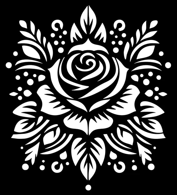 Khuôn Vẽ: Hoa Hồng 2 - Image 1