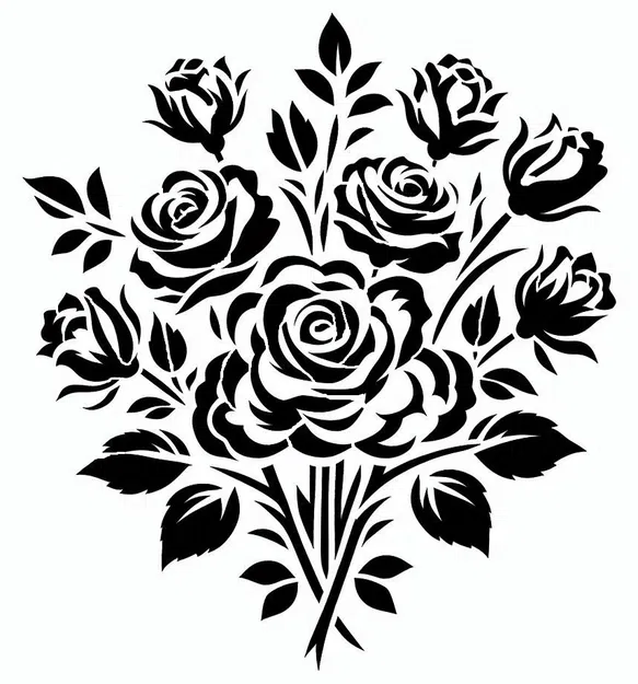 Khuôn vẽ: Hoa hồng 1 - Image 1