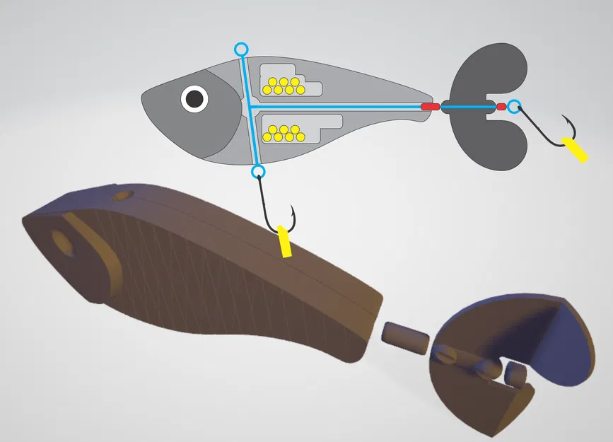 Mồi Câu Cá 3D In 5 Mảnh - Image 1