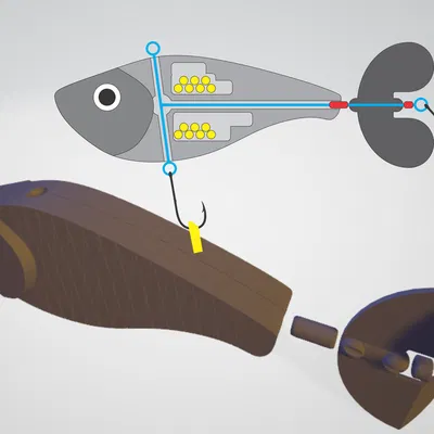 Mồi Câu Cá 3D In 5 Mảnh