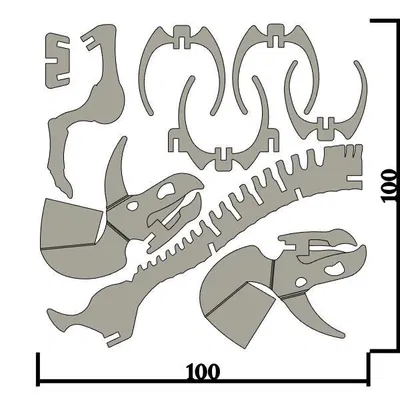 [3Dino Puzzle] Khủng long Triceratops Phong cách Cổ điển