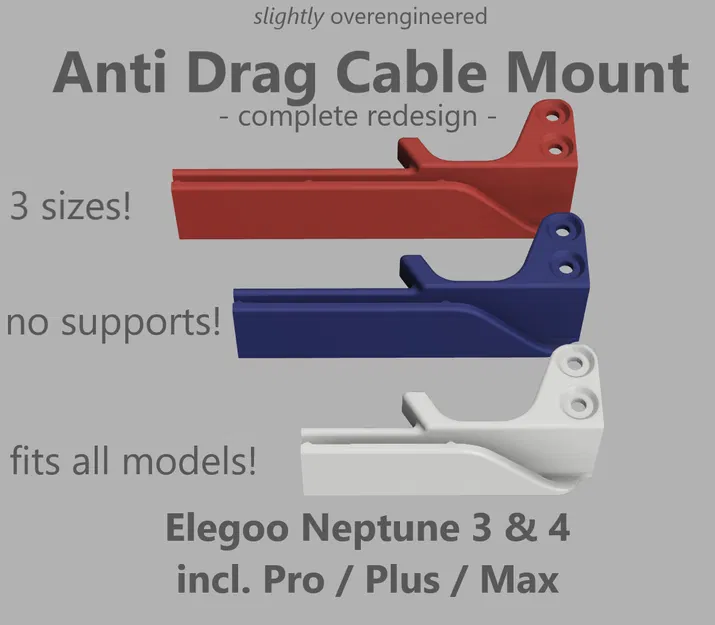 Kẹp/Giá đỡ cáp chống kéo "hơi" quá mức cho Elegoo Neptune 3 + 4 Series - Image 1