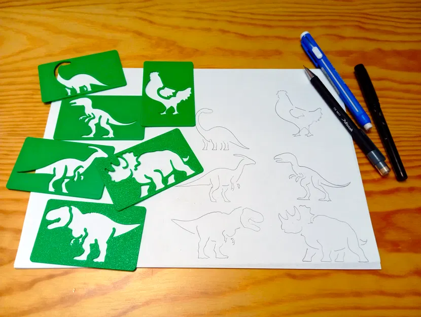 Thẻ Stencil Khủng Long Dino Stencil Cards - Image 1