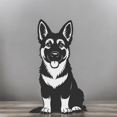 Trang trí tường 2D hình chó độc đáo