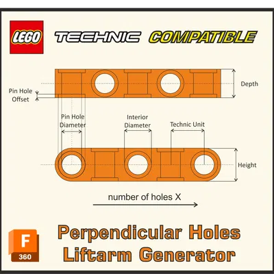 Thanh Nối Tương Thích LEGO Technic Lỗ Vuông Góc