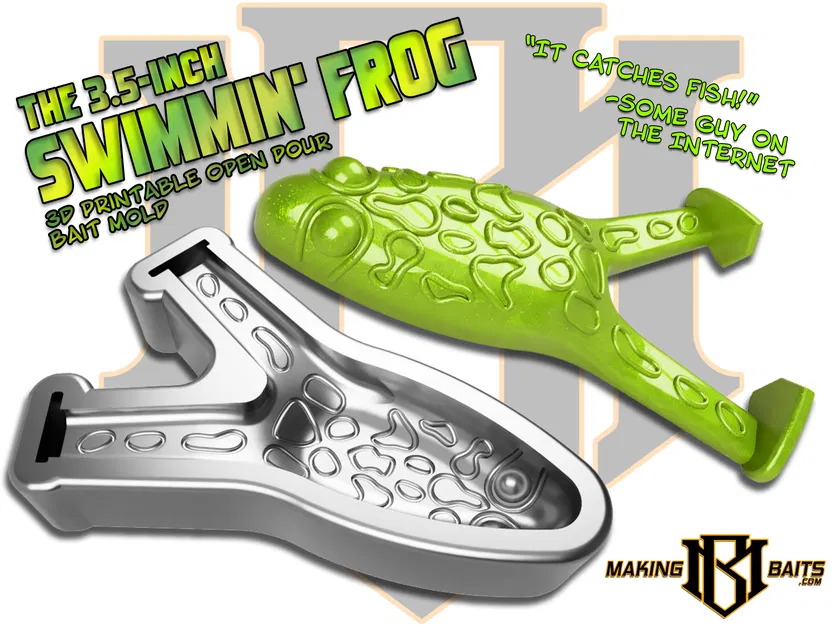 Khuôn Mồi Ếch Bơi "Open Pour" 3.5 inch - Image 1