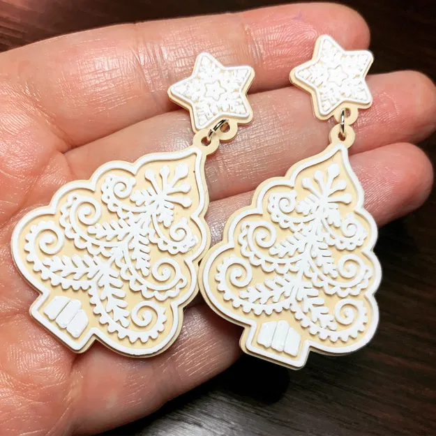 Bông Tai Giáng Sinh Vianočne Stromčeky Náušnice - Image 1