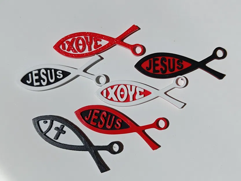 Móc khóa Dấu hiệu Cá chép Ichthys của Chúa Kitô / Biểu tượng Ichthys của Chúa Kitô / Cá Giê-su Phiên bản 2 - Image 1