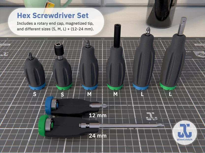 Bộ Tua Vít Lục Giác (S, M, L) + (12mm, 24mm) - Image 1