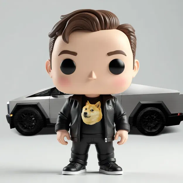 Mô Hình Elon Musk Phong Cách Funko Áo Doge Meme "Không Bao Gồm Cyber Truck" - Image 1