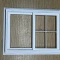 Cửa sổ nhà búp bê 2 cánh, 3' x 4', Tỉ lệ 1:12, Cánh có thể di chuyển - Thumbnail 1