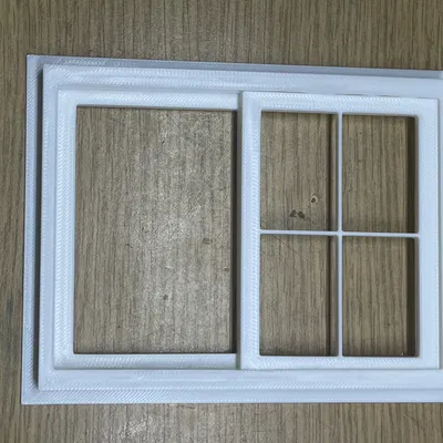 Cửa sổ nhà búp bê 2 cánh, 3' x 4', Tỉ lệ 1:12, Cánh có thể di chuyển